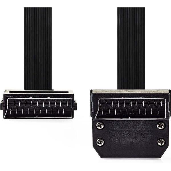 Nedis CVGP31045BK20 Scart Platte Kabel Scart Male - Scart Male 90° Gehoekt 2,0 M Zwart