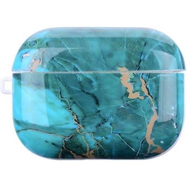 Shieldcase Glossy Green Marmer Case geschikt voor Airpods Pro Case - groen
