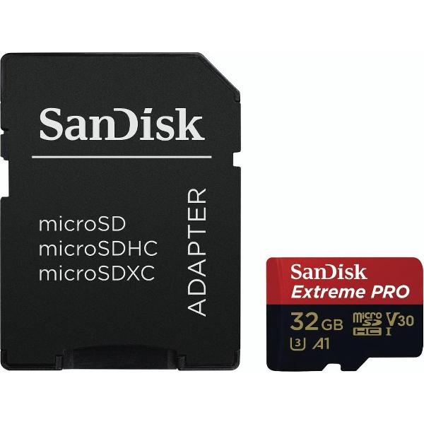 SanDisk Extreme Pro Micro SDHC 32GB - 100mb / 90mb - U3 V30 A1 - met adapter