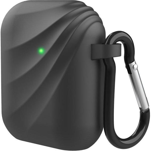 Apple Airpods Siliconen Hoesje met Haak Zwart