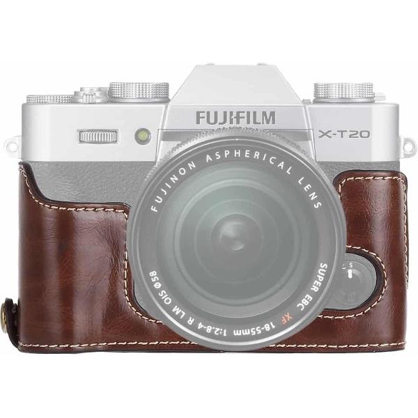 1/4 inch draad PU lederen camera half behuizing basis voor FUJIFILM X-T10 / X-T20 (koffie)