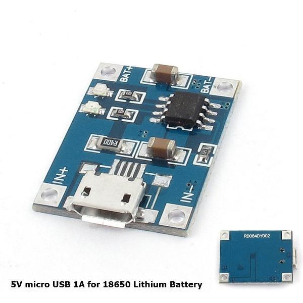 1 Stuk - 5V Micro USB 1A 18650 Battery Charging Board Module
