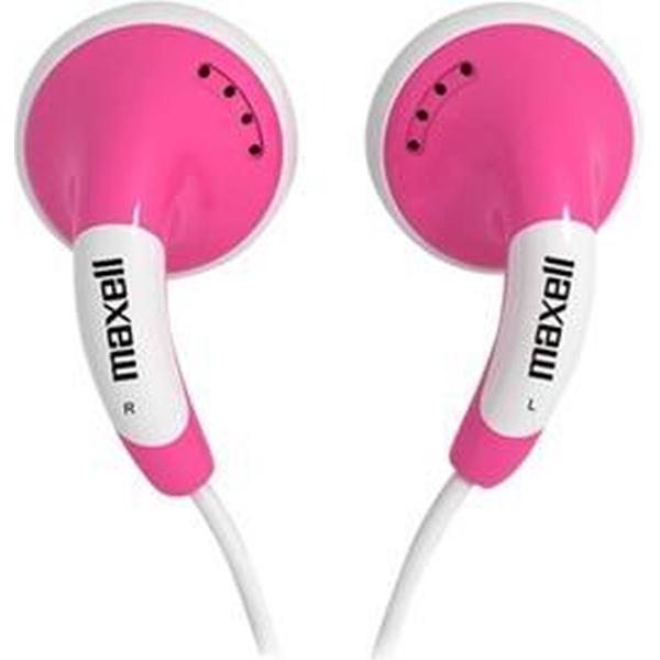 Maxell 303752 hoofdtelefoon/headset In-ear Roze, Wit