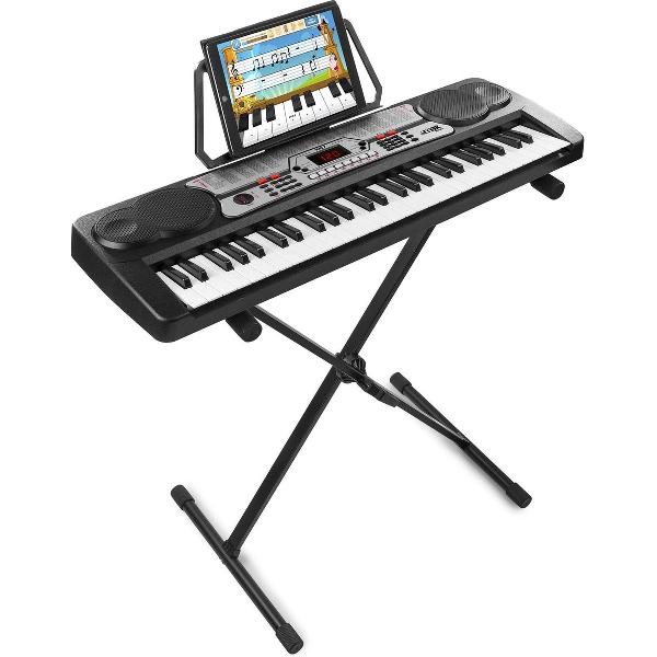 Keyboard piano - MAX KB7 keyboard met 54 toetsen en keyboard standaard - Perfect instapmodel - Zwart