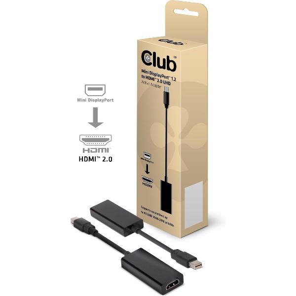 club3D CAC-1170 DisplayPort / HDMI Adapter [1x Mini-DisplayPort stekker - 1x HDMI-bus] Zwart 15.00 cm
