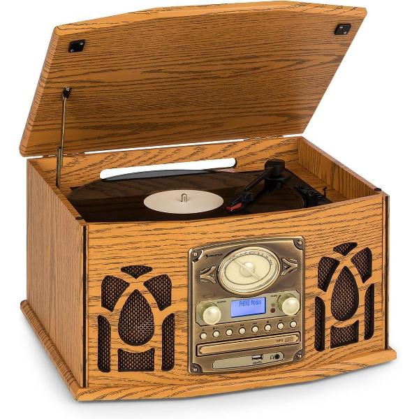 NR-620 DAB stereo-installatie hout platenspeler DAB+ cd-speler bruin