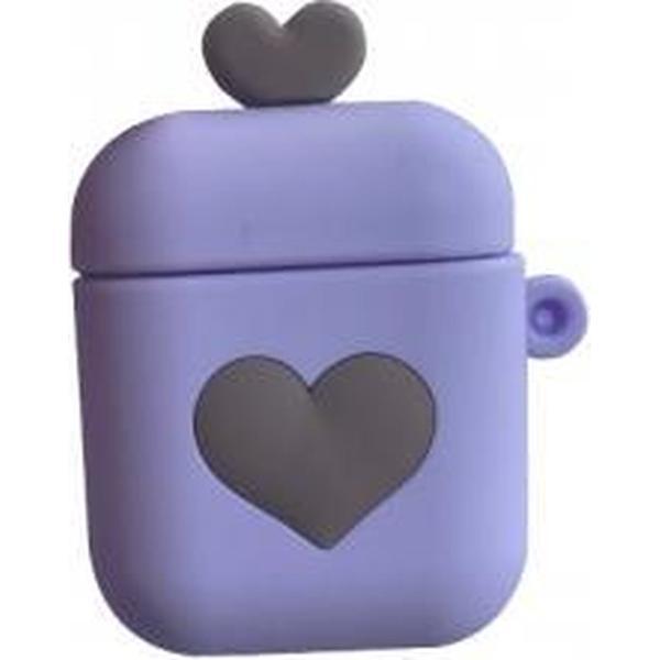Hidzo Hoes voor Apple's Airpods 1/2 - Hartje - Paars - Siliconen