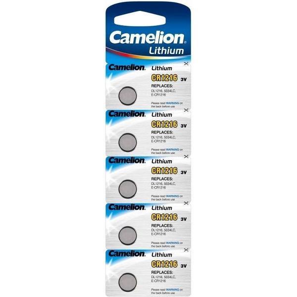 5x Lithium knoopcel batterijen CR1216 3V Camelion - Platte batterijen 5x stuks