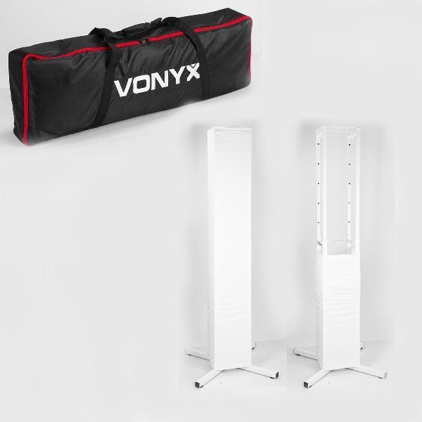 Luidspreker standaard - Vonyx DJP165 - Voor speakers & lichteffecten - Incl. witte en zwarte hoes en tas - In hoogte verstelbaar