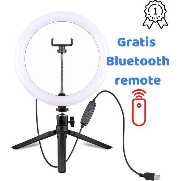 Ringlamp – Met Statief – Smartphone – Telefoon – 10 inch – Tafelmodel – Make-up – TikTok – Vloggen – Explainer video – Tutorial – Telefoonhouder