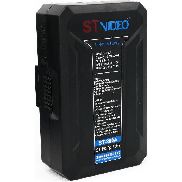 Stvideo ST-200V broadcast camera batterij LG li-ion accu cells Gold Mount USB powerbank D-Tap 13000mAh