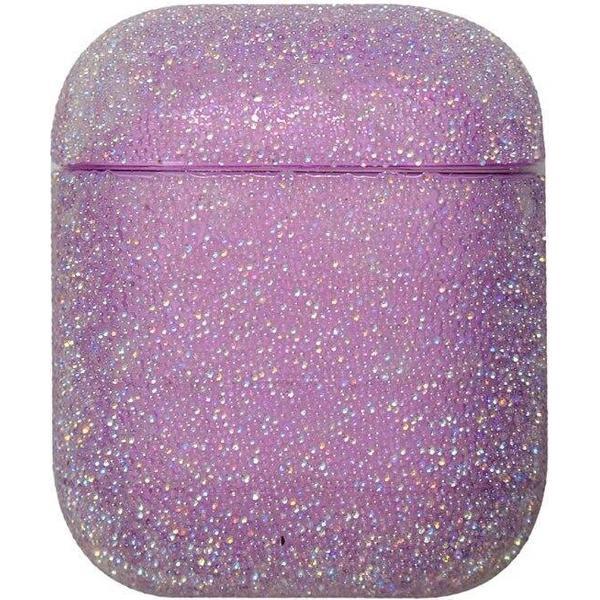 AirPods Hoesje | AirPods Case | Paars met Glitter Diamantjes (Zirkonia) | Vaderdag Kados | Vader Cadeautjes | Geschenk