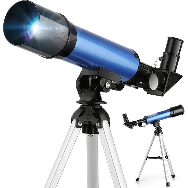 Sterrenkijker - ZINAPS Telescoop voor Kinderen, met 2 opties, oculair, pedagogische vergroting, draagbare refractor ontmoette statief 45 graden diagonaalspiegel, Kan Het Beeld corrigeren, bekijken van de maan en de sterren