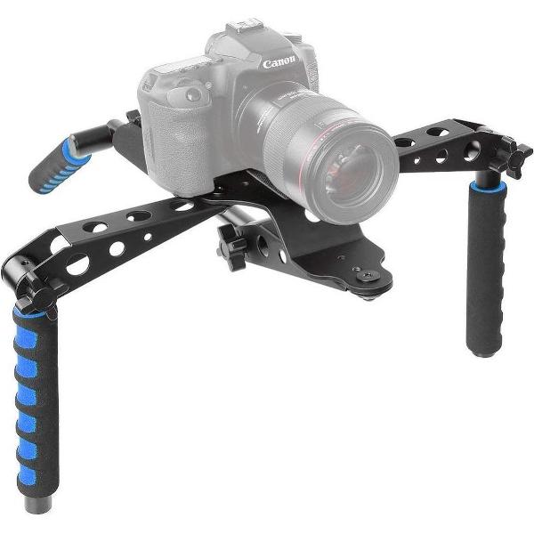 GadgetBay Opvouwbare Camera RIG stabilizer DSLR camera aluminium schouderstatief - Zwart Blauw