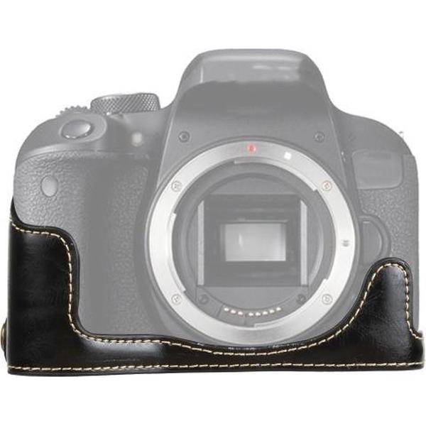 1/4 inch schroefdraad PU lederen camera halve behuizing voor Canon EOS 77D / 800D (zwart)