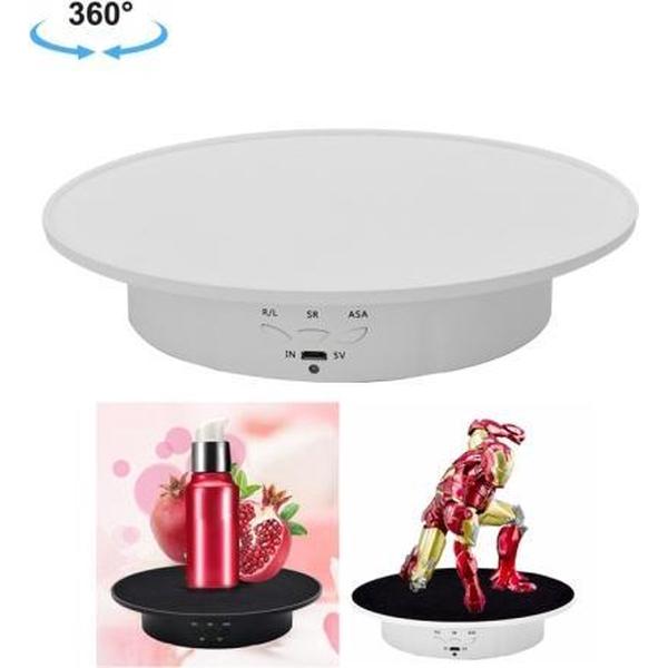 20 cm USB elektrische roterende draaitafel Displaystandaard Video-opnamen Props Draaitafel voor fotografie, belasting: 8 kg (witte basis wit fluweel)