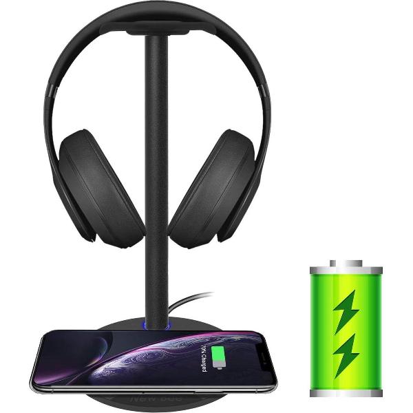 headset stand ​​- ZINAPS draadloze oplader met hoofdtelefoon stand.