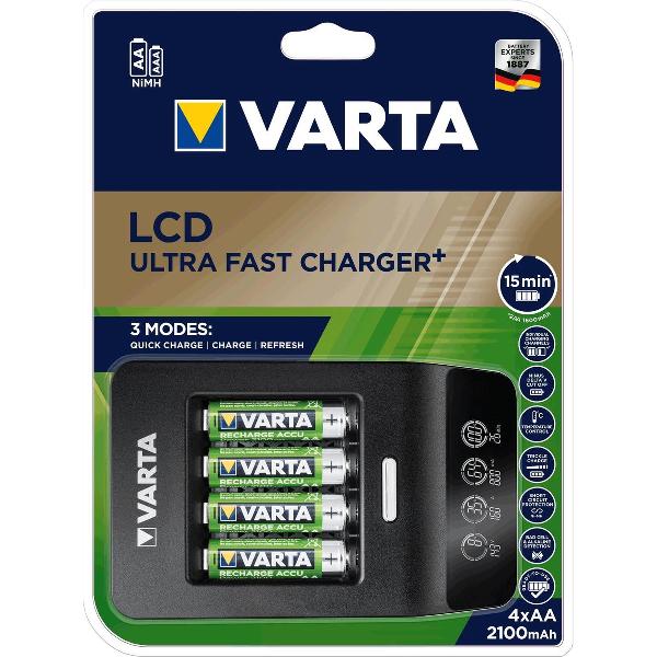 Varta LCD Ultra Fast Charger+ (incl.4 2100 mAh batterijen)