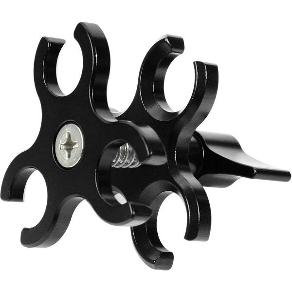 PULUZ Triple Ball Clamp Open Hole Duikcamera Beugel CNC Aluminium Spring Zaklamp Klem voor Duiken Onderwater Fotografie Systeem (Zwart)