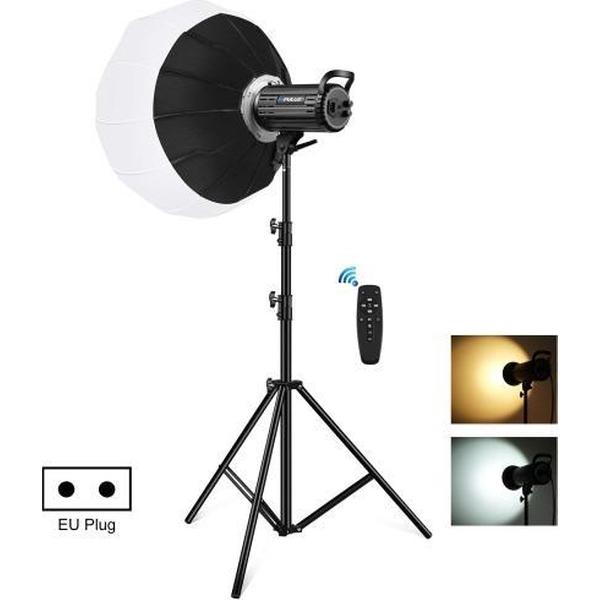 PULUZ 150W 3200K-5600K studiovideolamp + 2,8m lichthouder + 65cm opvouwbare lantaarn Softbox fotografiekit (EU-stekker)