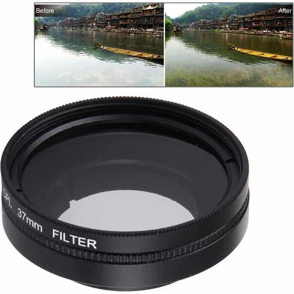 JUNESTAR voor Xiaoyi Xiaoyi Yi II 4K Sport actiecamera Proffesional 37mm CPL filter + lensbeschermkap
