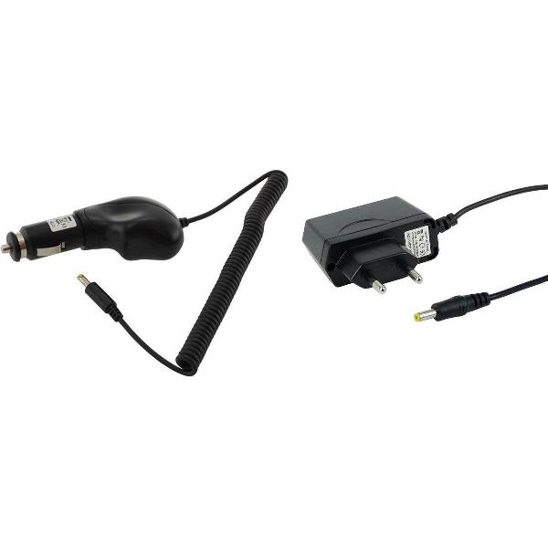 1A oplader & 1A Autolader met vaste kabel, geschikt voor Sony PSP, E-readers, TomTom.