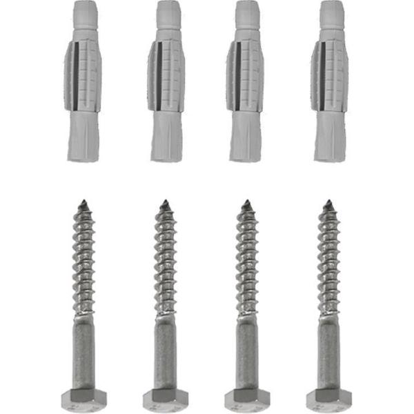 Bevestigingsset handgreep houtdraadbouten 2 flenzen RVS