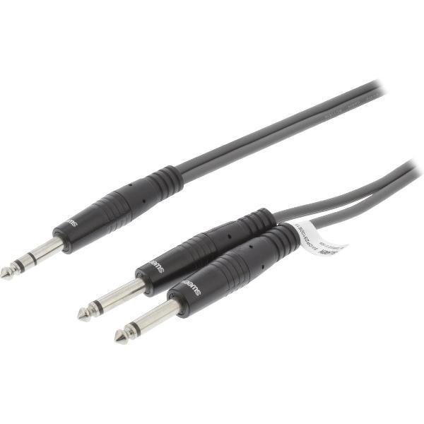 Sweex SWOP23100E15 Stereo Audiokabel 6.35 Mm Male - 2x 6.35 Mm Male 1.5 M Donkergrijs