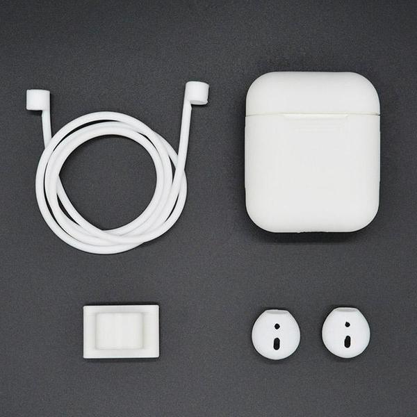 4 in 1 Silicone Protective Case Geschikt voor Apple AirPods - Wit