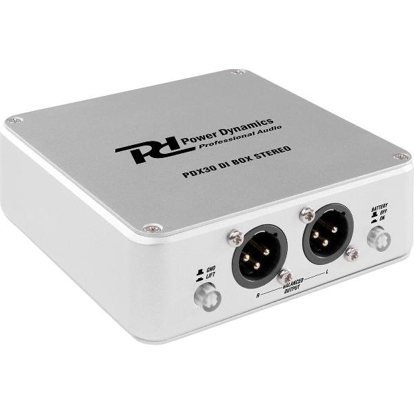 DI Box - Power Dynamics PDX30 actieve stereo DI Box (fantoom of 9V batterij)