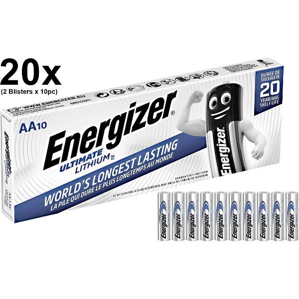AA L91 Energizer Ultimate Lithium 3000mAh 1.5V - 20 Stuks (2 Blisters a 10st)