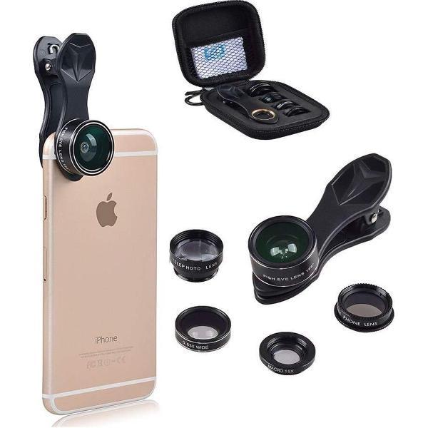 DrPhone APEXEL Series 5 in 1 HD Telefoon Camera Lens Kit Fisheye Lens