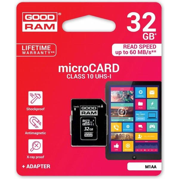Goodram M1AA flashgeheugen 32 GB MicroSDHC Klasse 10 UHS-I