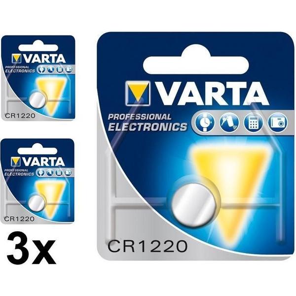 3 Stuks - Varta Professional Electronics CR1220 6220 35mAh 3V knoopcelbatterij