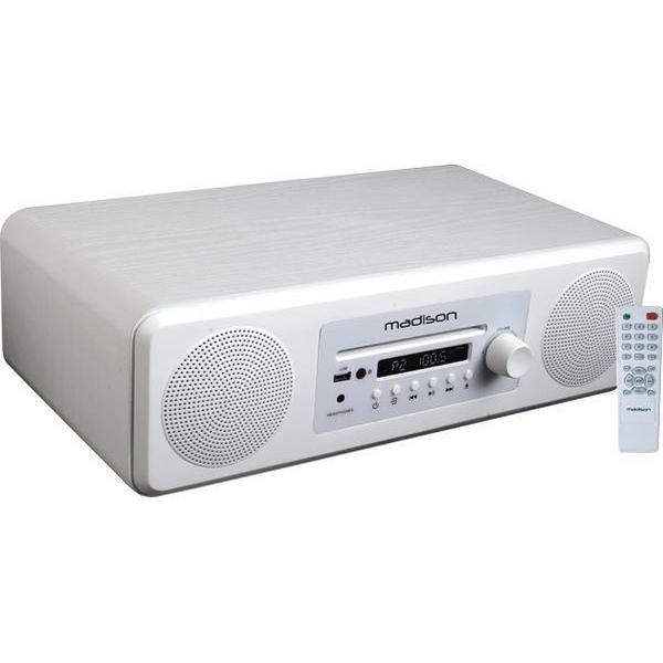 Madison ACTIEVE SYSTEEM MET BLUETOOTH, FM TUNER, CD PLAYER Wit