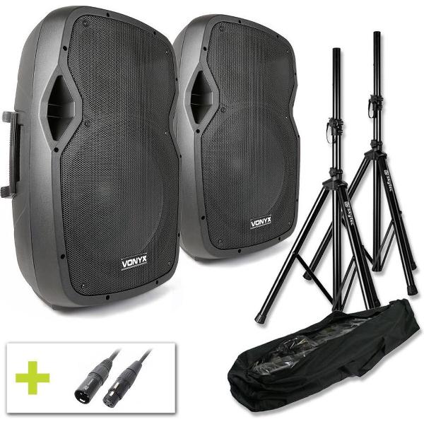 Vonyx AP1500A Actieve 1600W Speakerset met standaards