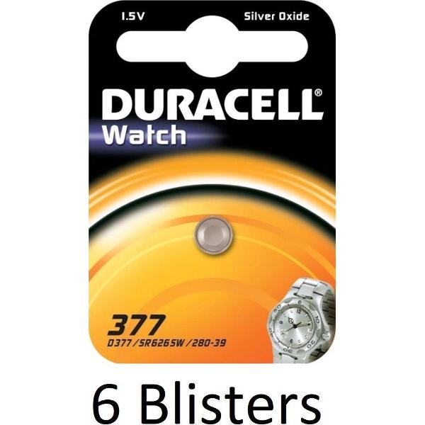 6 Stuks (6 Blisters a 1 st) Duracell 377-376 / G4 / SR626SW watch battery BL075