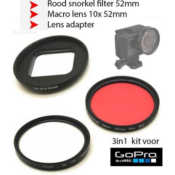 Lens en filter 3in1 snorkel en land kit voor GoPro Hero 7,6,5 macrolens snorkel filter en adapter