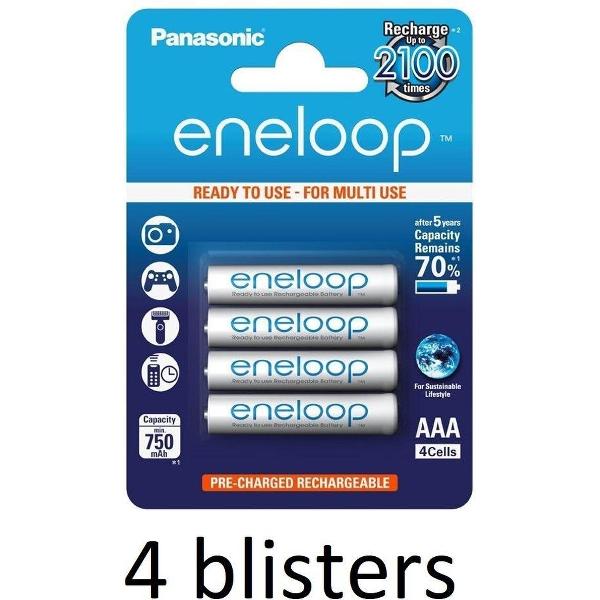 16 stuks (4 blisters a 4st) Panasonic Eneloop Micro AAA 750 mAh