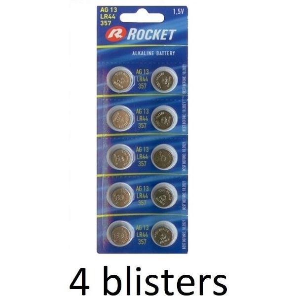 40 Stuks (4 blisters a 10 stuks) ROCKET - Knoopcel AG13 LR44/357