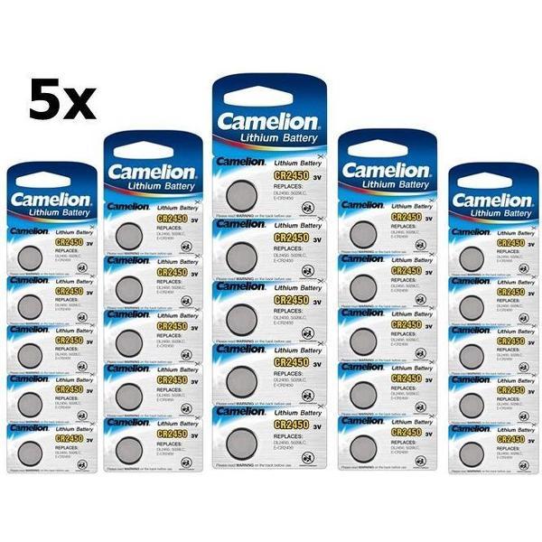 25 Stuks (5 Blister a 5st) Camelion CR2450 3v lithium knoopcelbatterij