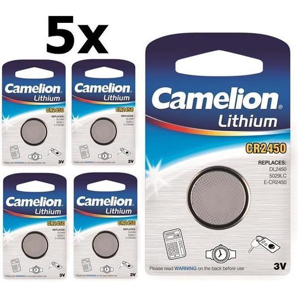 5 Stuks Camelion CR2450 3v lithium knoopcelbatterij