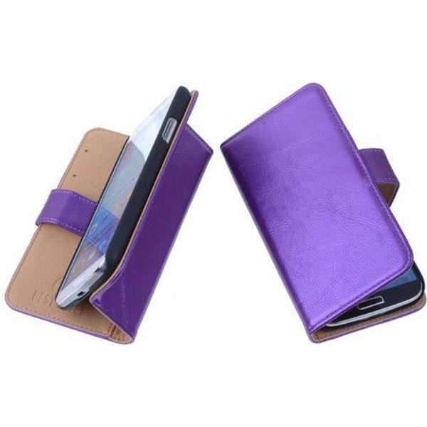 PU Leder Lila Huawei Ascend G630 Book/Wallet Case/Cover Hoesje