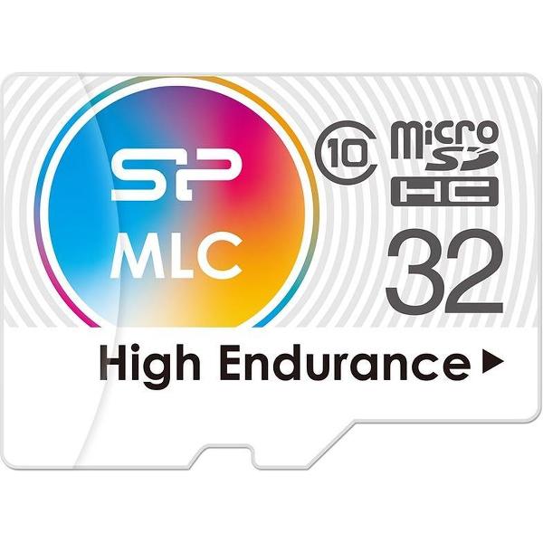 Silicon Power 32GB High Endurance MicroSDHC Class10 UHS-1 MLC NAND incl. SD-adapter Zwart