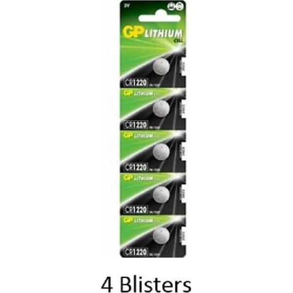 20 stuks (4 blisters a 5 stuks) GP Lithium CR1220 3V