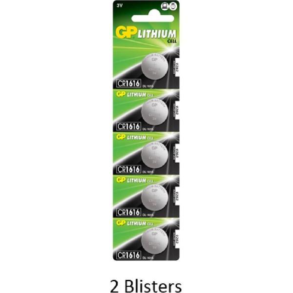 10 stuks (2 blisters a 5 stuks) GP Lithium CR1616 3V