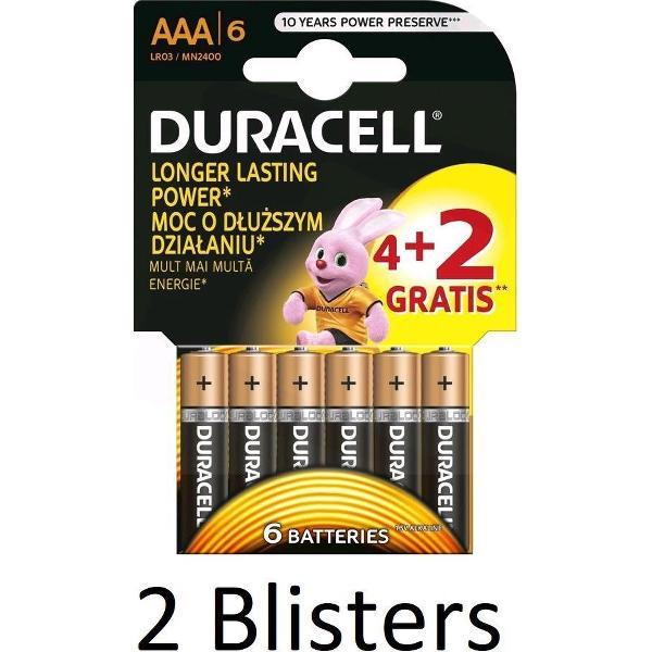 12 Stuks (2 Blisters a 6 st) Duracell Batterijen AAA