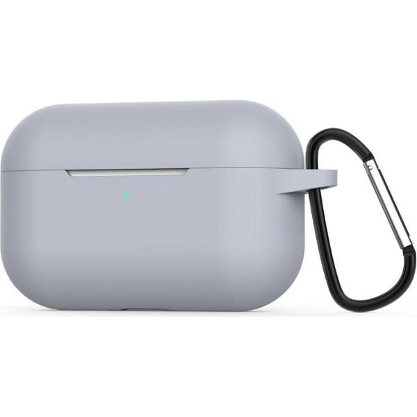 Siliconen Case Apple AirPods Pro grijs - AirPods hoesje grijs met Haak - AirPods case