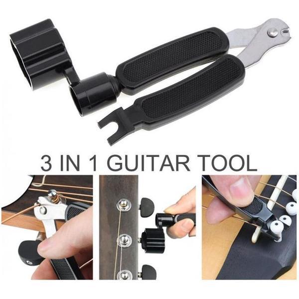 3 in 1 Gitaar Snarenwinder - Peg Winder - Snaarwinder - Peg Winder - Snaar Schaar - Bridge pin puller - Brugpin verwijderaar - Onderhoudsset voor gitaarsnaren