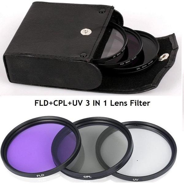 Camera Lens Filter Set 77MM - CPL/UV/FLD Magenta Filterset - Lensfilter Kit Met Beschermhoes